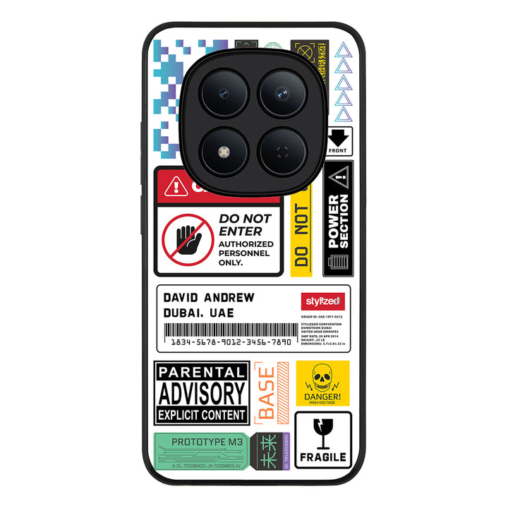Redmi Note 15 Pro 5G / Rugged Black Personalized Name Shipping Label Sticker, Phone Case - Redmi - Stylizedd.com