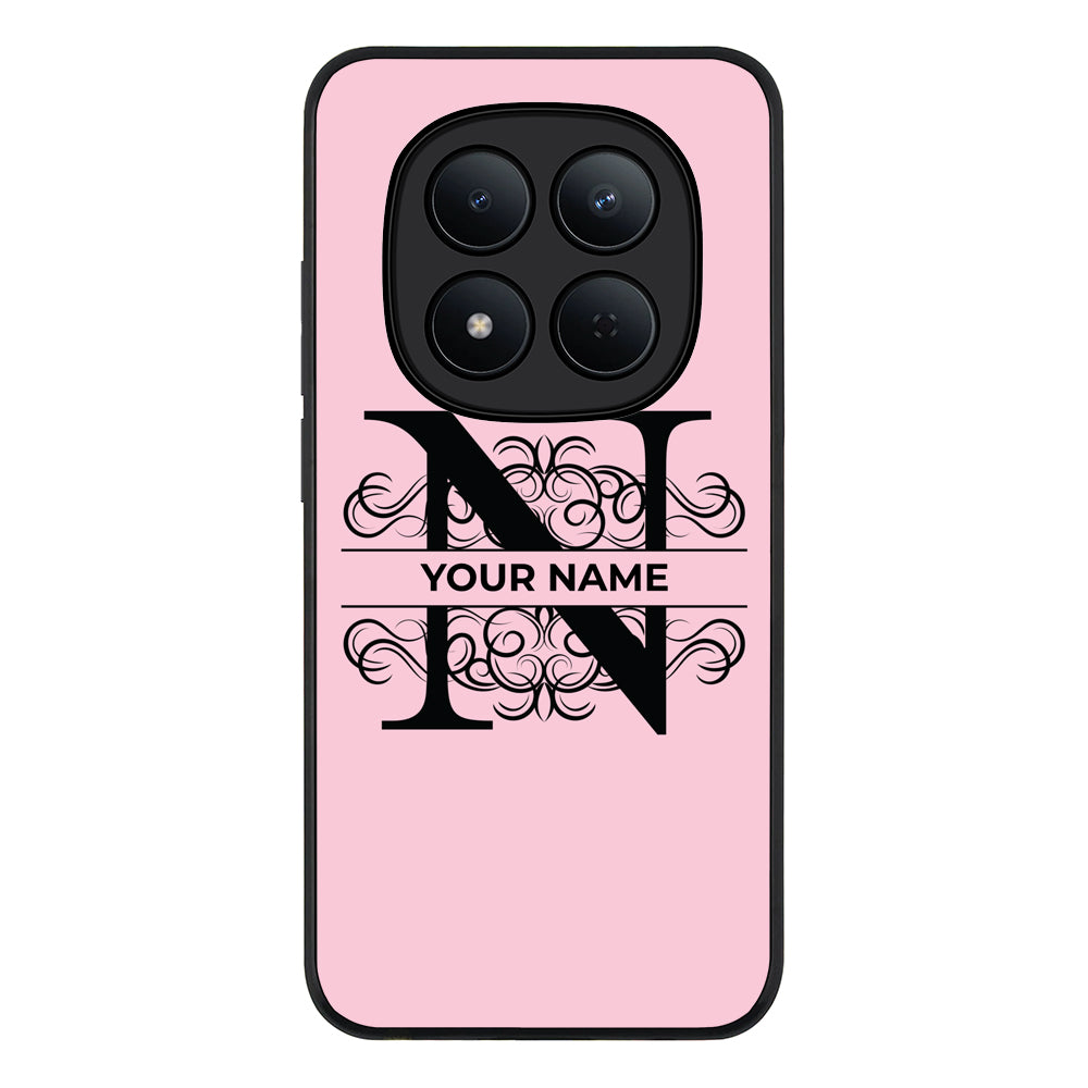 Redmi Note 15 Pro 5G / Rugged Black Split Floral Initial Phone Case - Redmi - Stylizedd.com