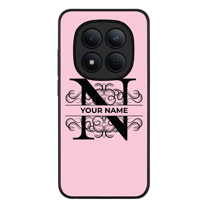 Redmi Note 15 Pro 5G / Rugged Black Split Floral Initial Phone Case - Redmi - Stylizedd.com