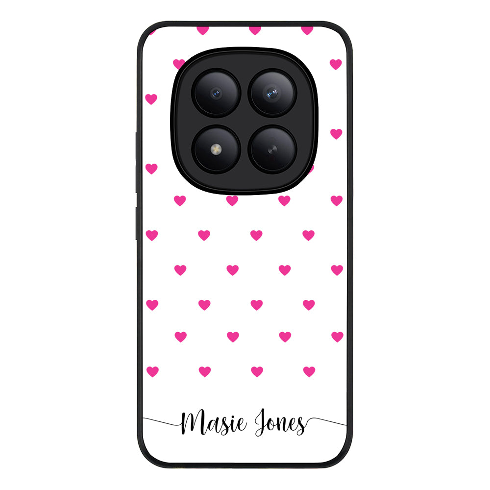 Redmi Note 15 Pro Plus / Rugged Black Heart Pattern Custom Text, My Name Phone Case - Redmi - Stylizedd.com
