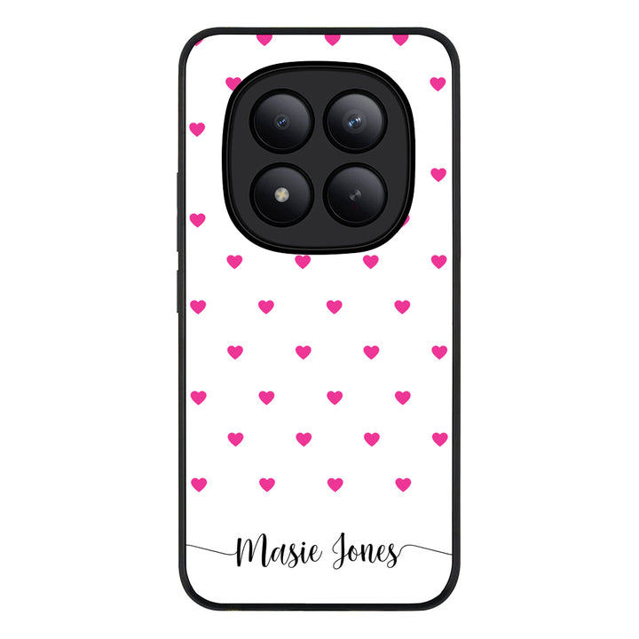 Redmi Note 15 Pro Plus / Rugged Black Heart Pattern Custom Text, My Name Phone Case - Redmi - Stylizedd.com