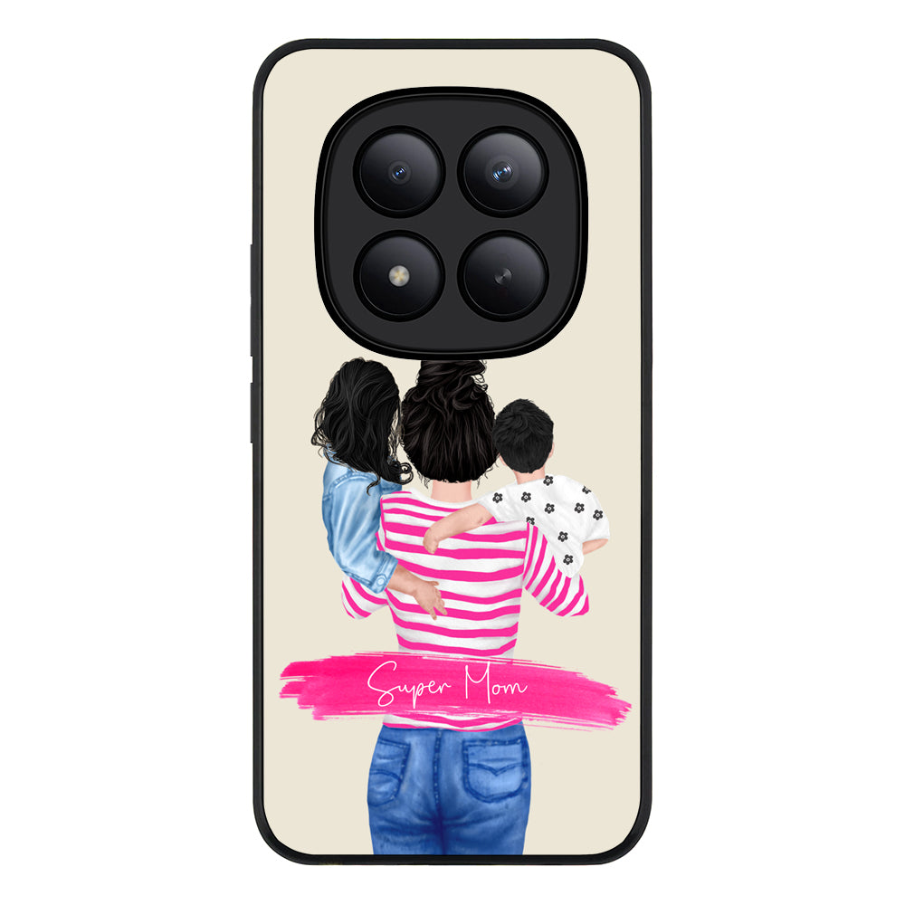 Redmi Note 15 Pro Plus / Rugged Black Custom Clipart Text Mother Son & Daughter Phone Case - Redmi - Stylizedd.com