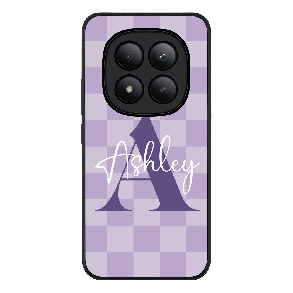 Redmi Note 15 Pro Plus / Rugged Black Personalized Name Initial Monogram Checkerboard, Phone Case - Redmi - Stylizedd.com