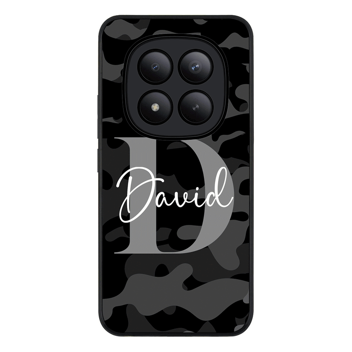 Redmi Note 15 Pro Plus / Rugged Black Personalized Name Camouflage Military Camo Phone Case - Redmi - Stylizedd.com
