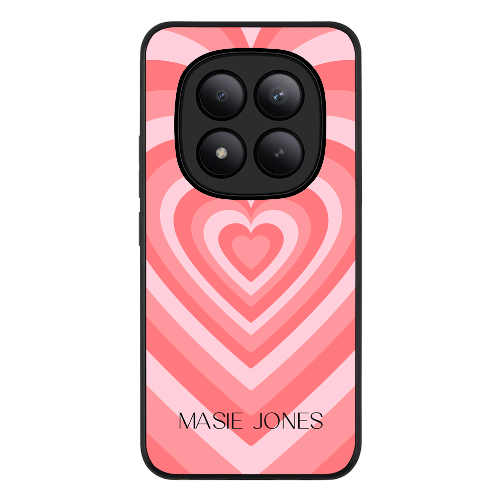 Redmi Note 15 Pro Plus / Rugged Black Personalized Name Retro Hearts, Phone Case - Redmi - Stylizedd.com