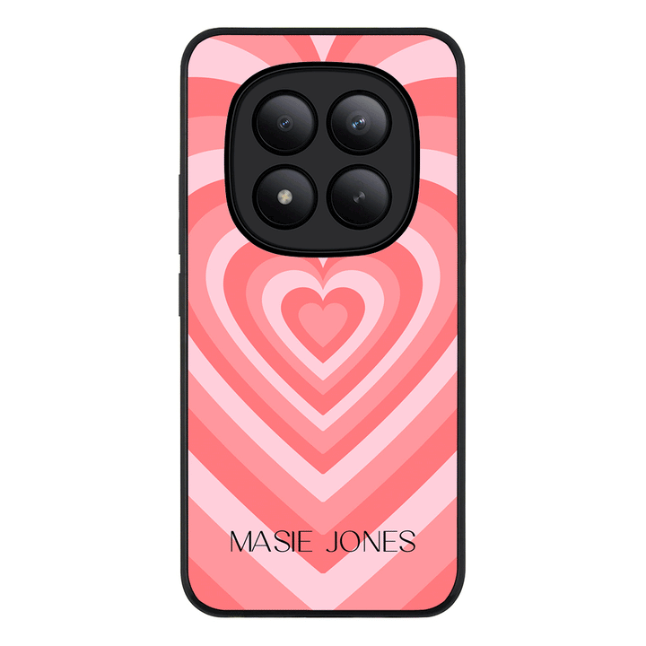Redmi Note 15 Pro Plus / Rugged Black Personalized Name Retro Hearts, Phone Case - Redmi - Stylizedd.com