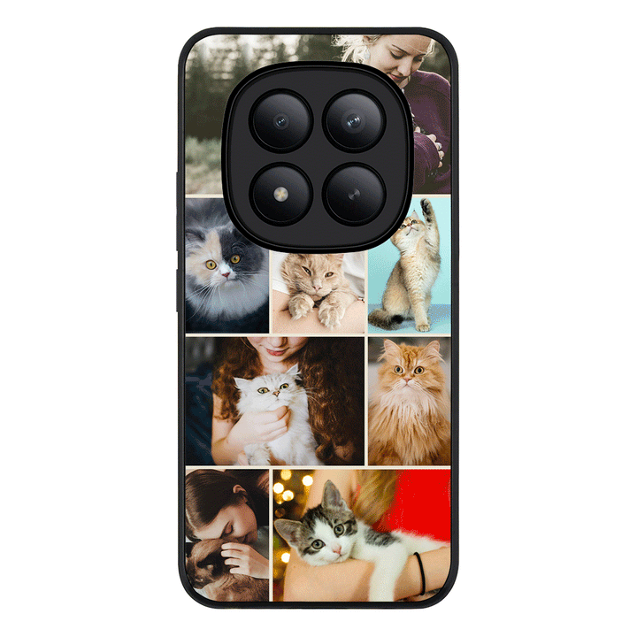 Redmi Note 15 Pro Plus / Rugged Black Personalised Photo Collage Grid Pet Cat, Phone Case - Redmi - Stylizedd.com