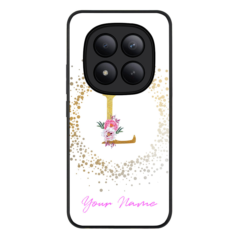 Redmi Note 15 Pro Plus / Rugged Black Floral Initial Phone Case - Redmi - Stylizedd.com