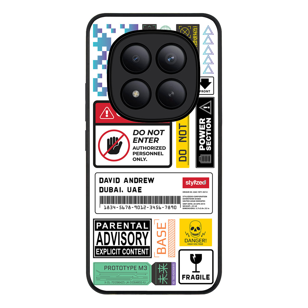 Redmi Note 15 Pro Plus / Rugged Black Personalized Name Shipping Label Sticker, Phone Case - Redmi - Stylizedd.com