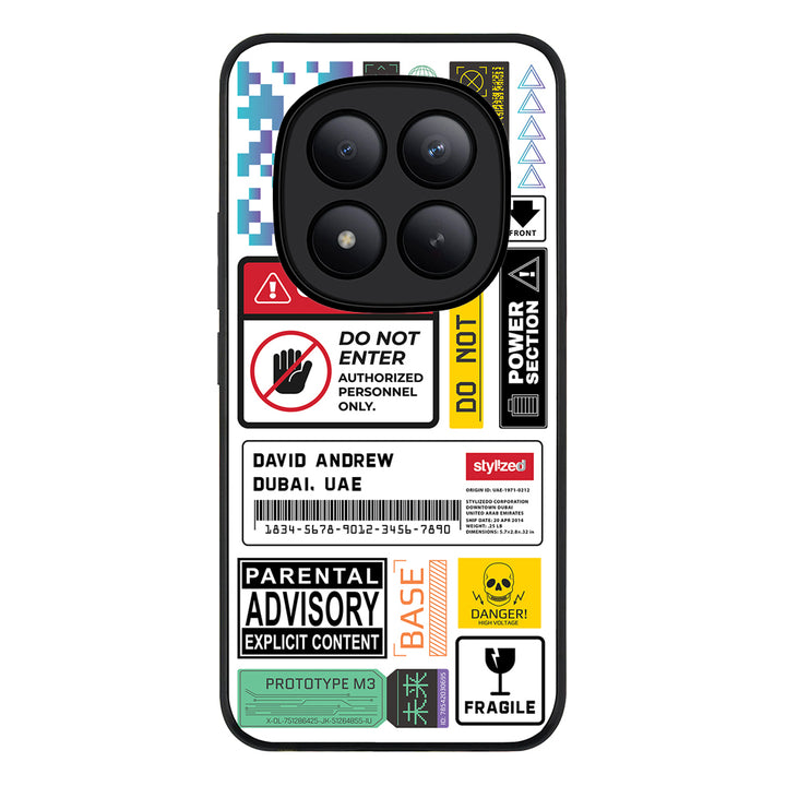 Redmi Note 15 Pro Plus / Rugged Black Personalized Name Shipping Label Sticker, Phone Case - Redmi - Stylizedd.com