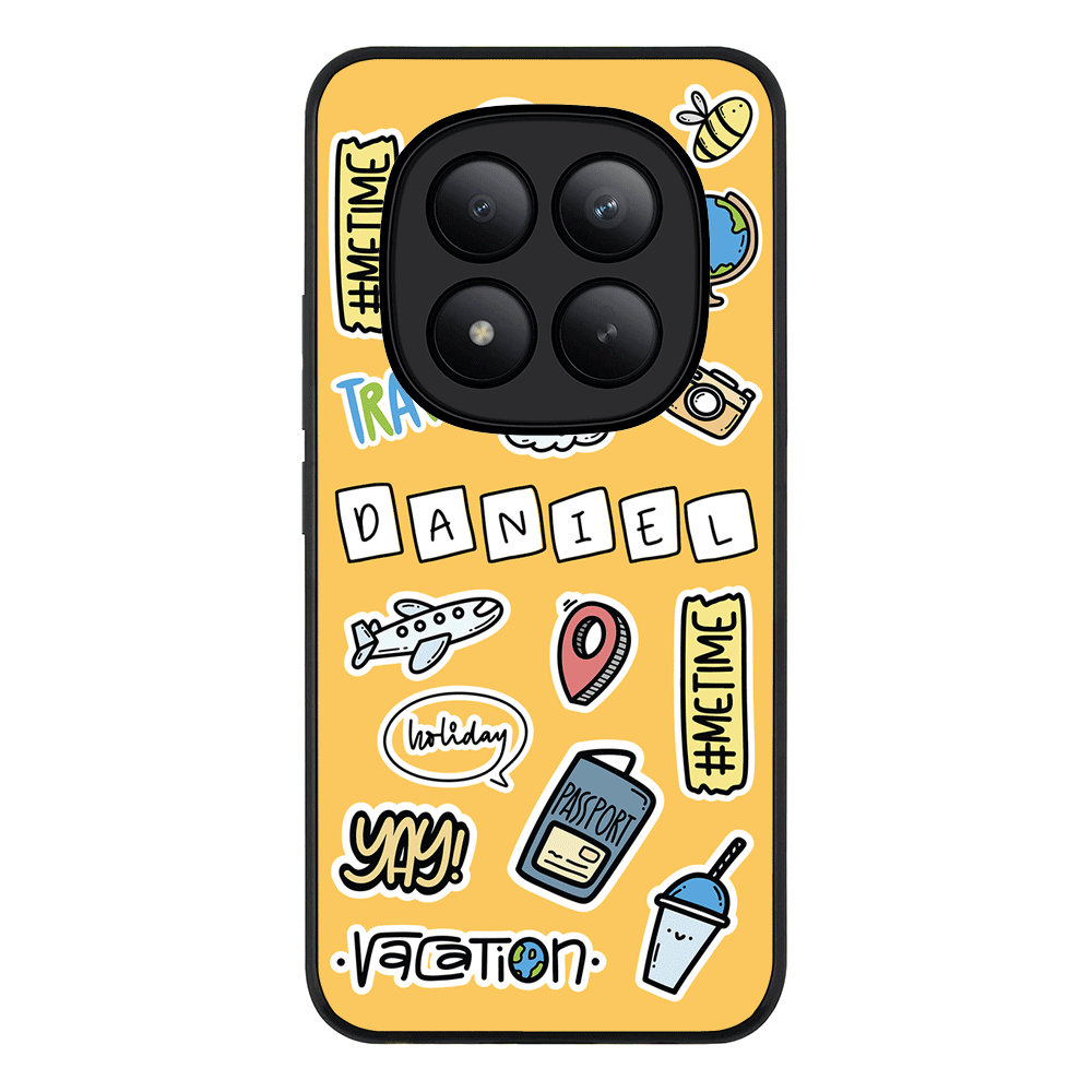 Redmi Note 15 Pro Plus / Rugged Black Personalized Name Travel Time Sticker, Phone Case - Redmi - Stylizedd.com