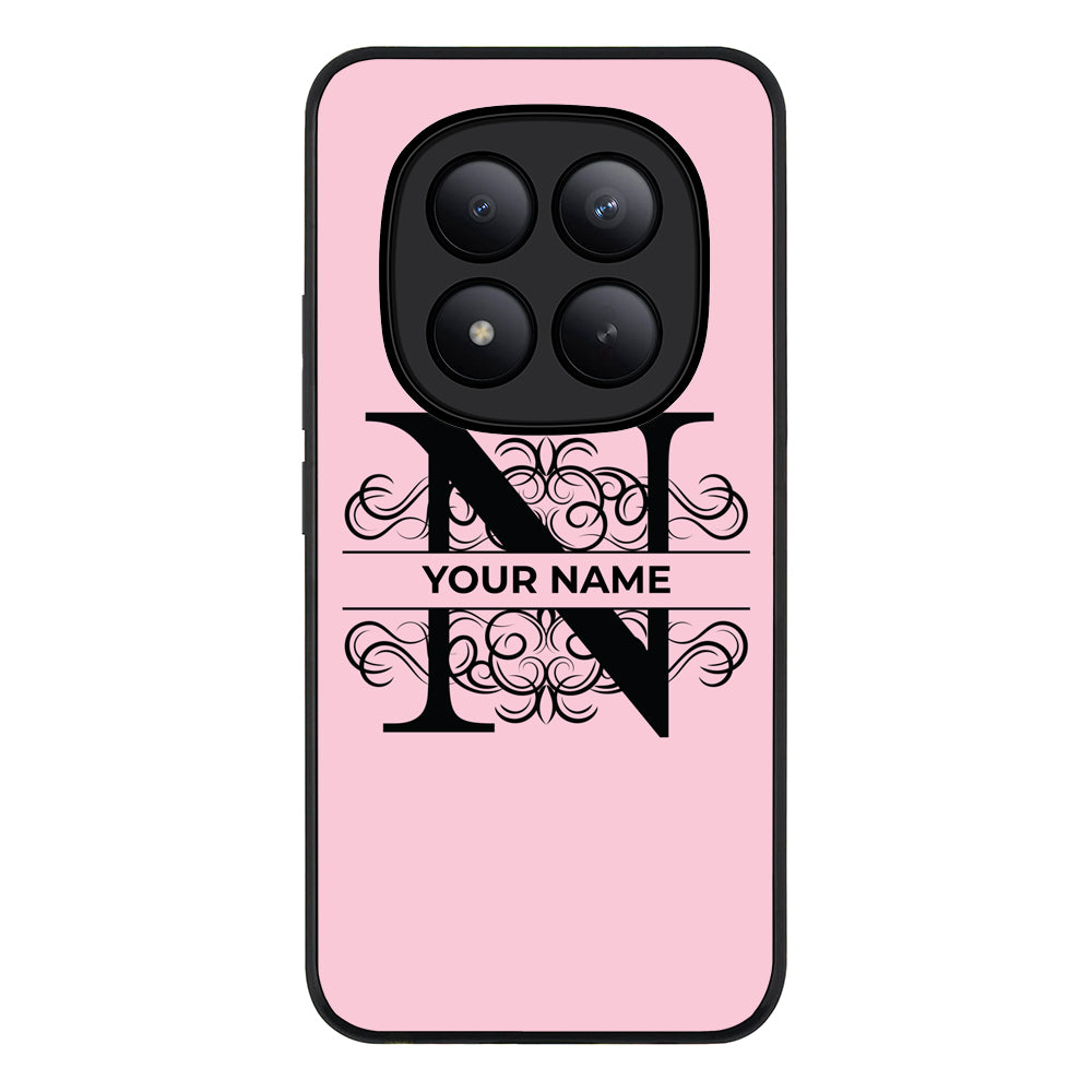 Redmi Note 15 Pro Plus / Rugged Black Split Floral Initial Phone Case - Redmi - Stylizedd.com