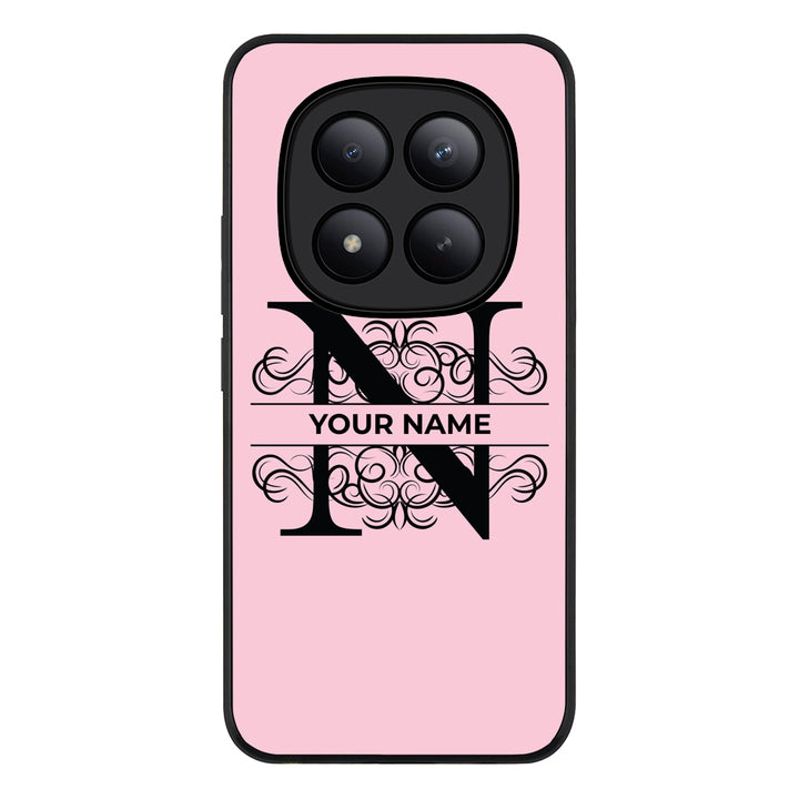 Redmi Note 15 Pro Plus / Rugged Black Split Floral Initial Phone Case - Redmi - Stylizedd.com