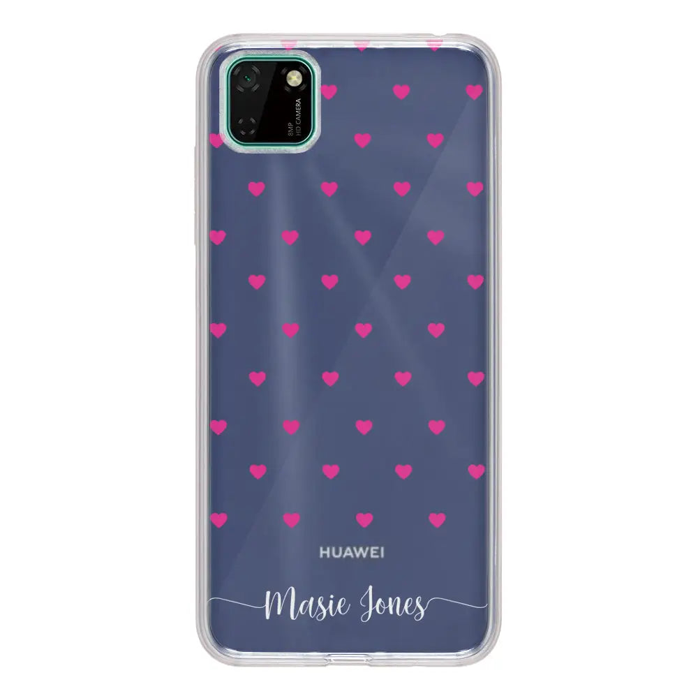 Huawei Y5p / Clear Classic Heart Pattern Custom Text, My Name Phone Case - Huawei - Stylizedd.com