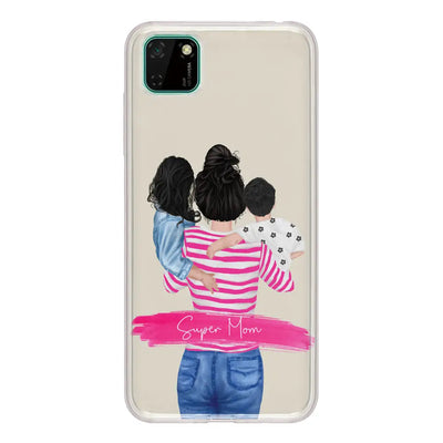 Huawei Y5p / Clear Classic Custom Clipart Text Mother Son & Daughter Phone Case - Huawei - Stylizedd.com