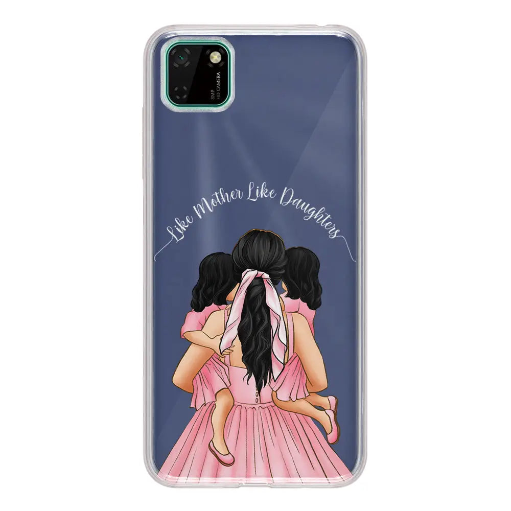 Huawei Y5p / Clear Classic Phone Case Mother 2 daughters Custom Clipart, Text Phone Case - Huawei - Stylizedd