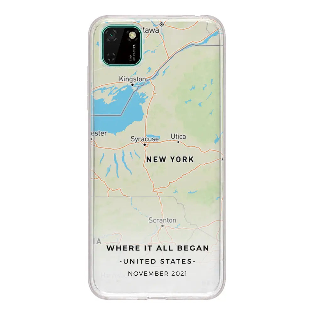 Huawei Y5p / Clear Classic Personalized map, Phone Case - Huawei - Stylizedd.com