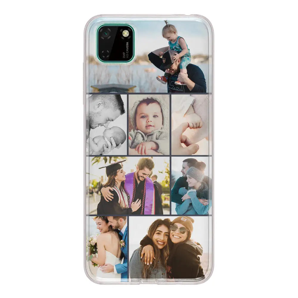 Huawei Y5p / Clear Classic Phone Case Personalised Photo Collage Grid Phone Case - Huawei - Stylizedd