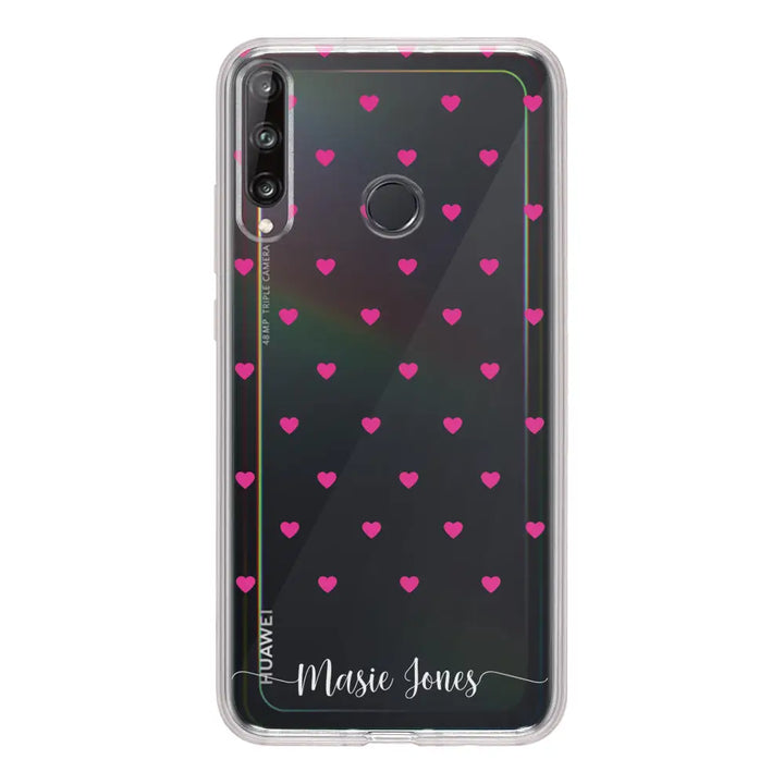 Huawei Y7p / Clear Classic Heart Pattern Custom Text, My Name Phone Case - Huawei - Stylizedd.com