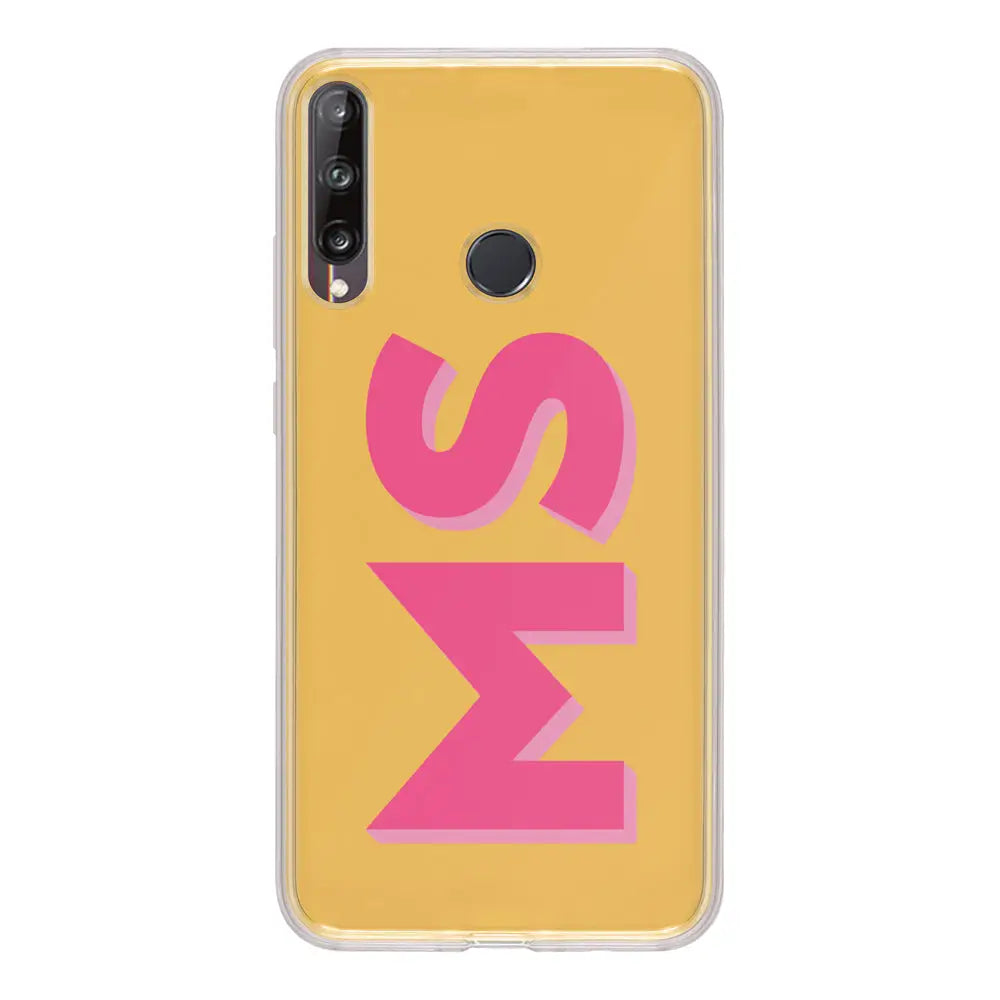 Huawei Y7p / Clear Classic Phone Case Personalized Monogram Initial 3D Shadow Text Phone Case - Huawei - Stylizedd