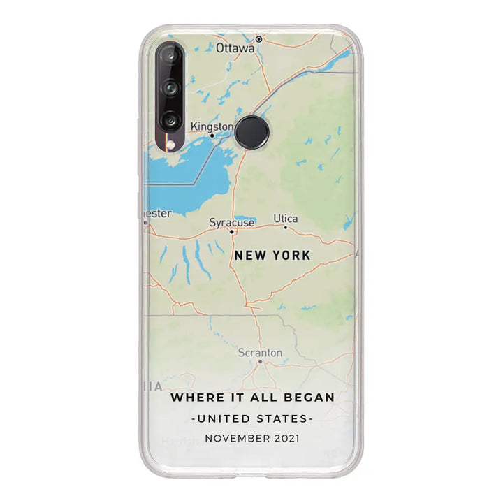 Huawei Y7p / Clear Classic Personalized map, Phone Case - Huawei - Stylizedd.com