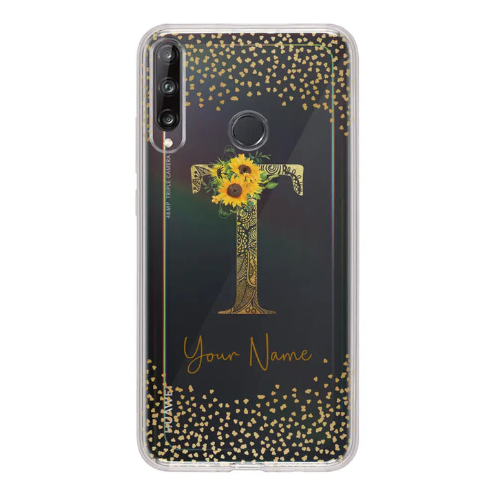 Huawei Y7p / Clear Classic Floral Mandala Initial Phone Case - Huawei - Stylizedd.com