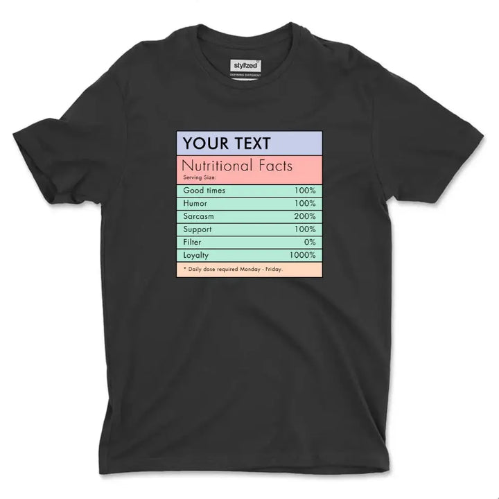 Custom Nutritional Facts T-shirt - Classic - Black / XS - T-Shirt