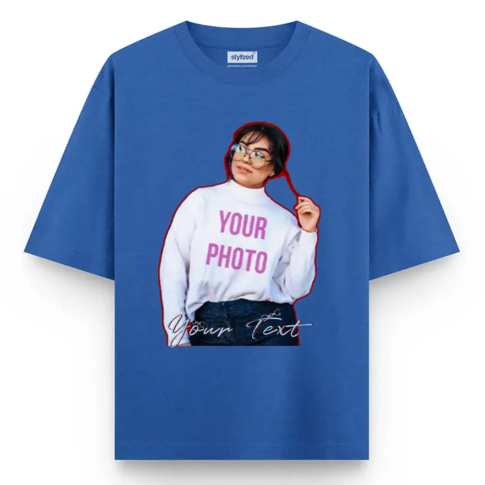 Custom Cutout Photo My Style T-shirt - Oversize - Royal Blue / XS - T-Shirt