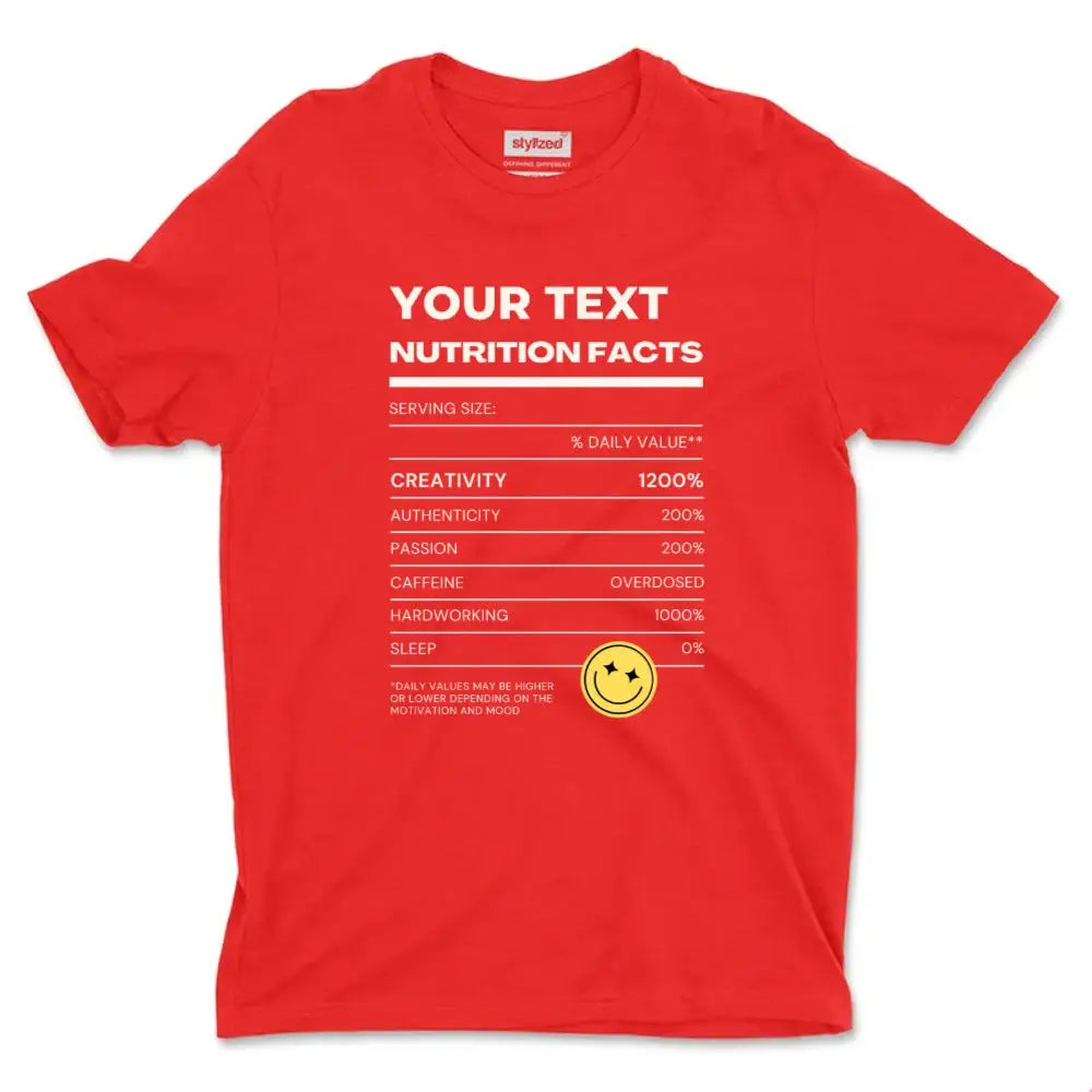 Custom Funny Nutritional Facts T-shirt - Classic - Red / XS - T-Shirt