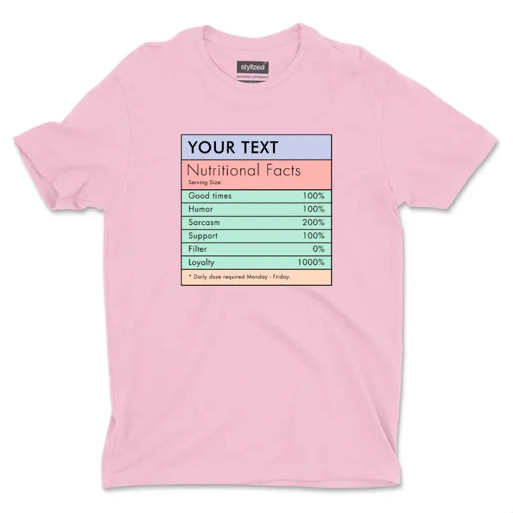 Custom Nutritional Facts T-shirt - Classic - Pink / XS - T-Shirt