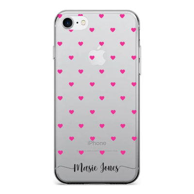 Apple iPhone 6 Plus / 6s Plus / Clear Classic Phone Case Heart Pattern Custom Text, My Name Phone Case - Stylizedd.com