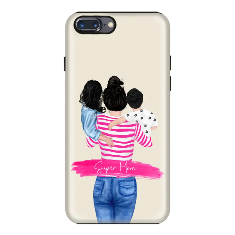 Apple iPhone 7 Plus / 8 Plus / Tough Pro Phone Case Custom Clipart Text Mother Son & Daughter Phone Case - Stylizedd.com