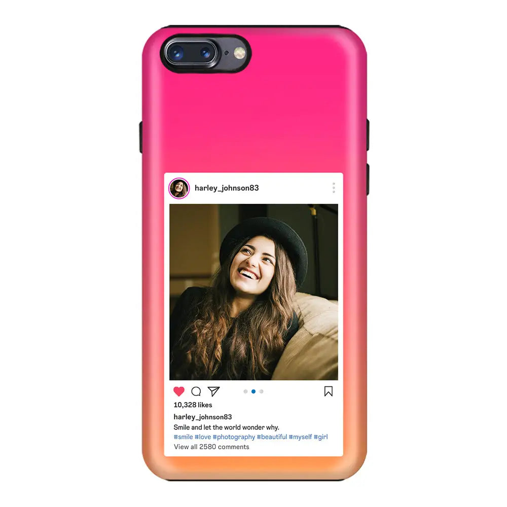 Apple iPhone 7 Plus / 8 Plus / Tough Pro Phone Case Custom Photo Instagram Post Template, Phone Case - Stylizedd