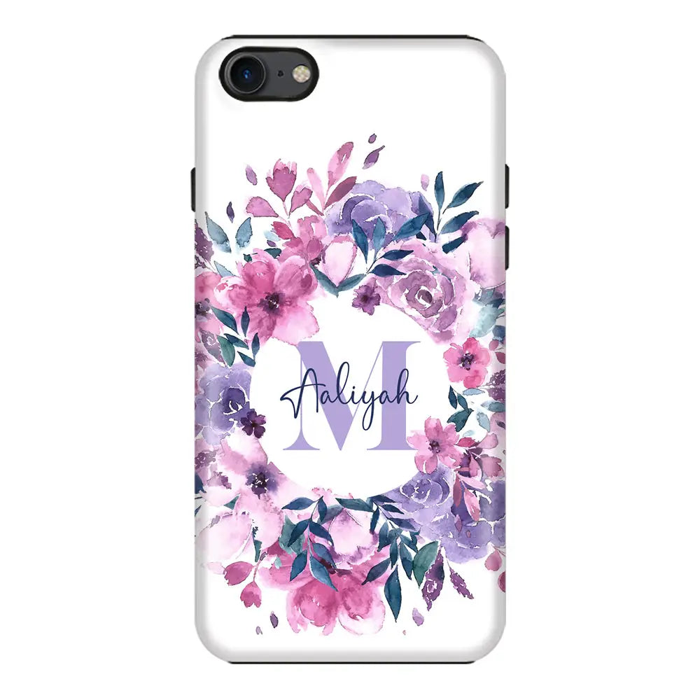 Apple iPhone 7/8/SE (2020) / Tough Pro Custom Monogram Floral Flower Initial Name & Letter, Phone Case - Stylizedd.com