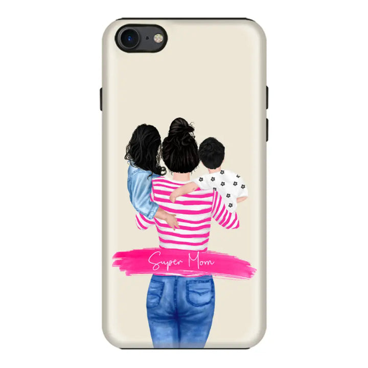 Apple iPhone 7/8/SE (2020) / Tough Pro Custom Clipart Text Mother Son & Daughter Phone Case - Stylizedd.com