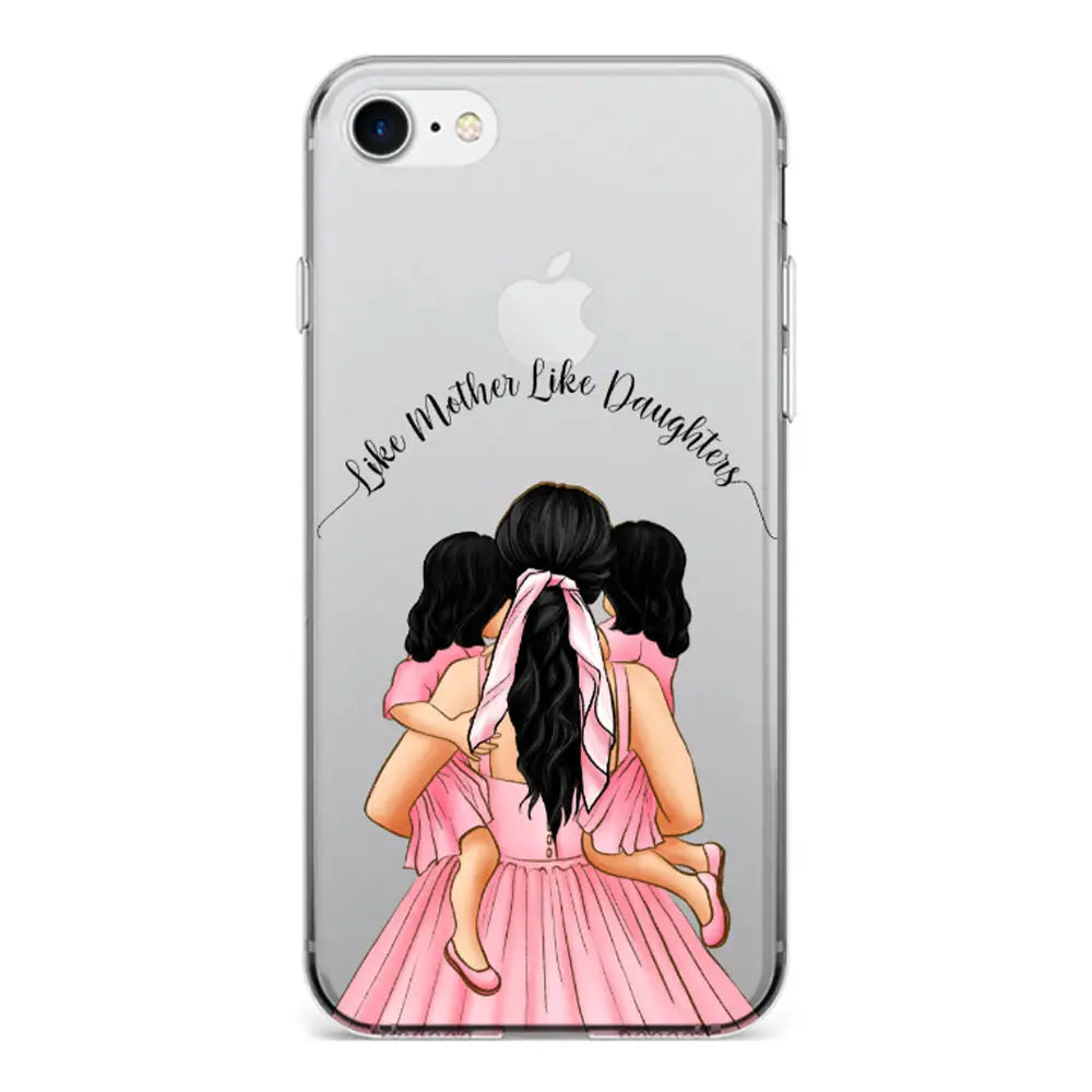 Apple iPhone 7/8/SE (2020) / Clear Classic Mother 2 daughters Custom Clipart, Text Phone Case - Stylizedd.com