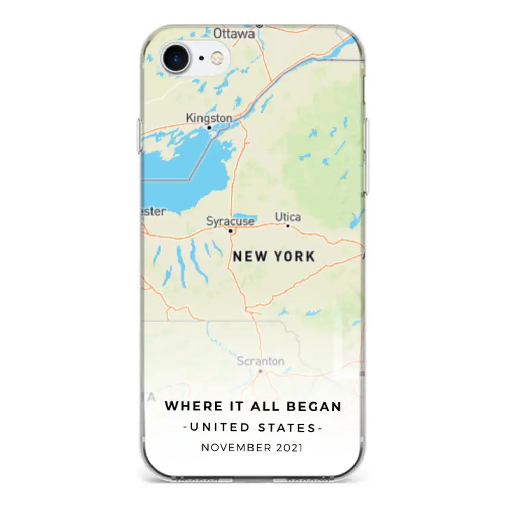 Apple iPhone 7/8/SE (2020) / Clear Classic Personalized map, Phone Case - Stylizedd.com