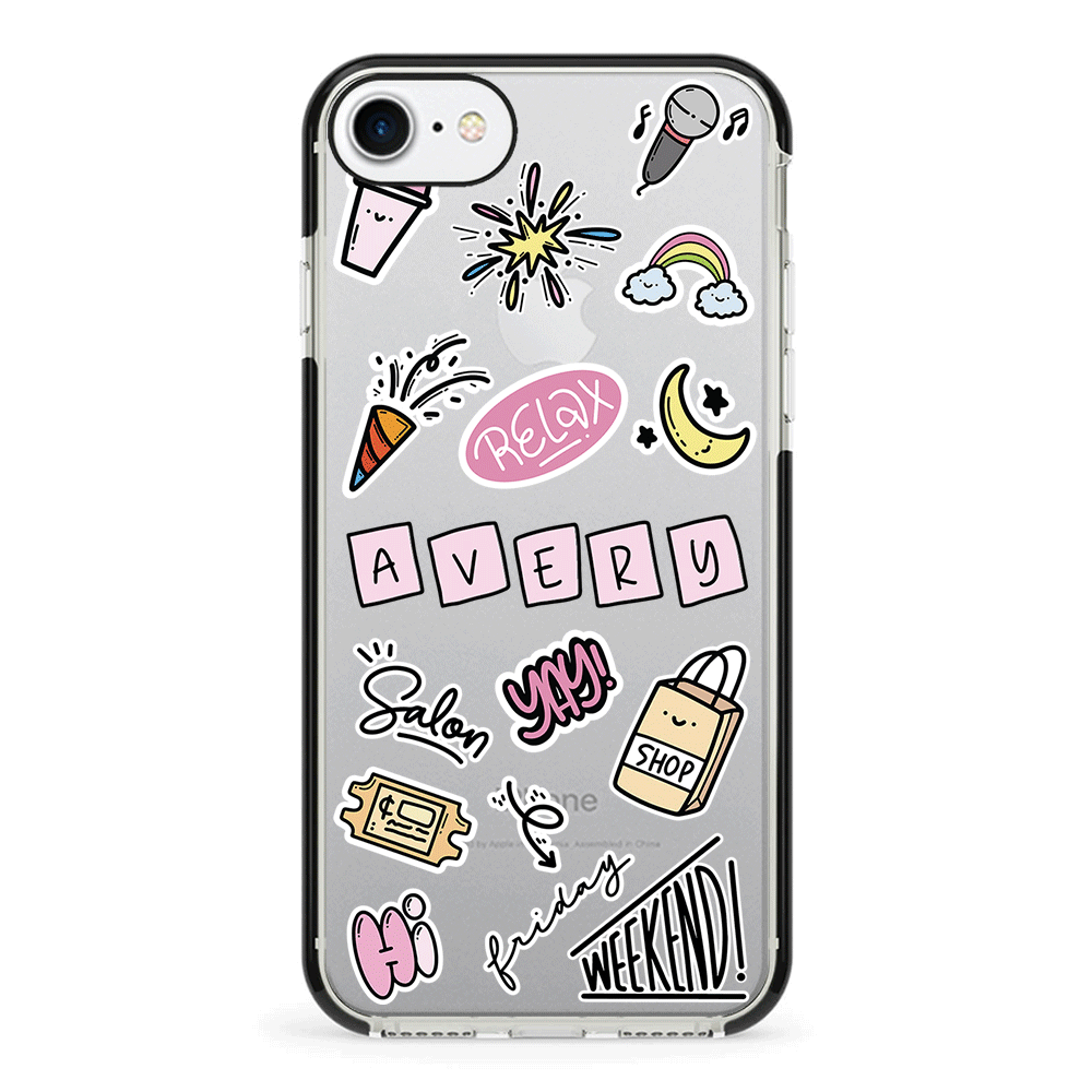 Apple iPhone 7/8/SE (2020) / Clear Classic Personalized Name Cute Weekend Girl Sticker, Phone Case - Stylizedd.com