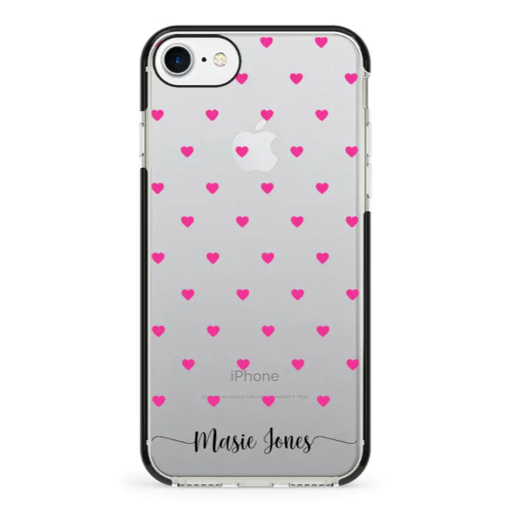 Apple iPhone 7/8/SE (2020) / Impact Pro Black Heart Pattern Custom Text, My Name Phone Case - Stylizedd.com