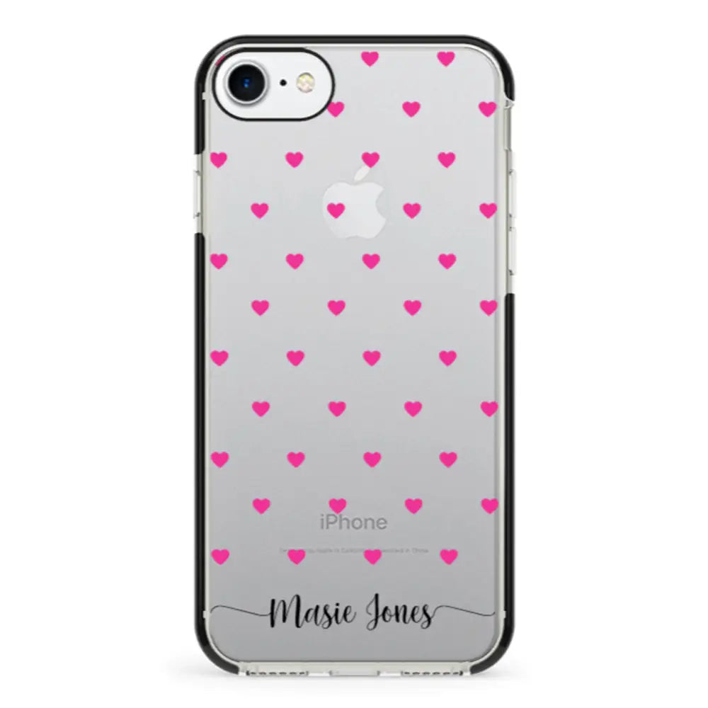 Apple iPhone 7/8/SE (2020) / Impact Pro Black Phone Case Heart Pattern Custom Text, My Name Phone Case - Stylizedd.com