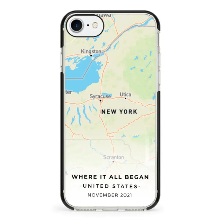 Apple iPhone 7/8/SE (2020) / Impact Pro Black Personalized map, Phone Case - Stylizedd.com