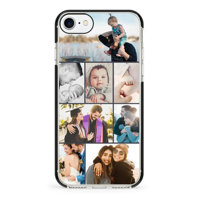 Apple iPhone 7/8/SE (2020) / Impact Pro Black Phone Case Personalised Photo Collage Grid Phone Case - Stylizedd.com