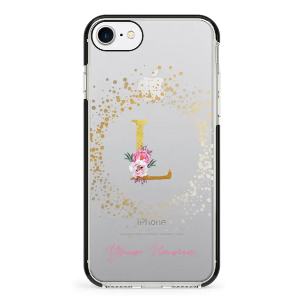 Apple iPhone 7/8/SE (2020) / Impact Pro Black Phone Case Floral Initial Phone Case - Stylizedd.com