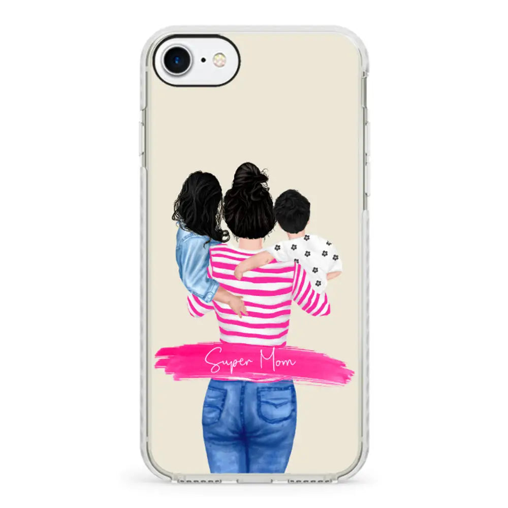 Apple iPhone 7/8/SE (2020) / Impact Pro White Custom Clipart Text Mother Son & Daughter Phone Case - Stylizedd.com