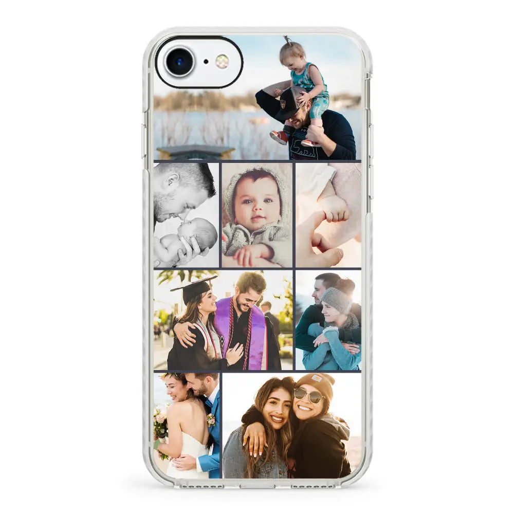 Apple iPhone 7/8/SE (2020) / Impact Pro White Personalised Photo Collage Grid Phone Case - Stylizedd.com