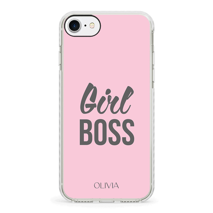Apple iPhone 7/8/SE (2020) / Impact Pro White Personalized Name Girl Boss, Phone Case - Stylizedd.com