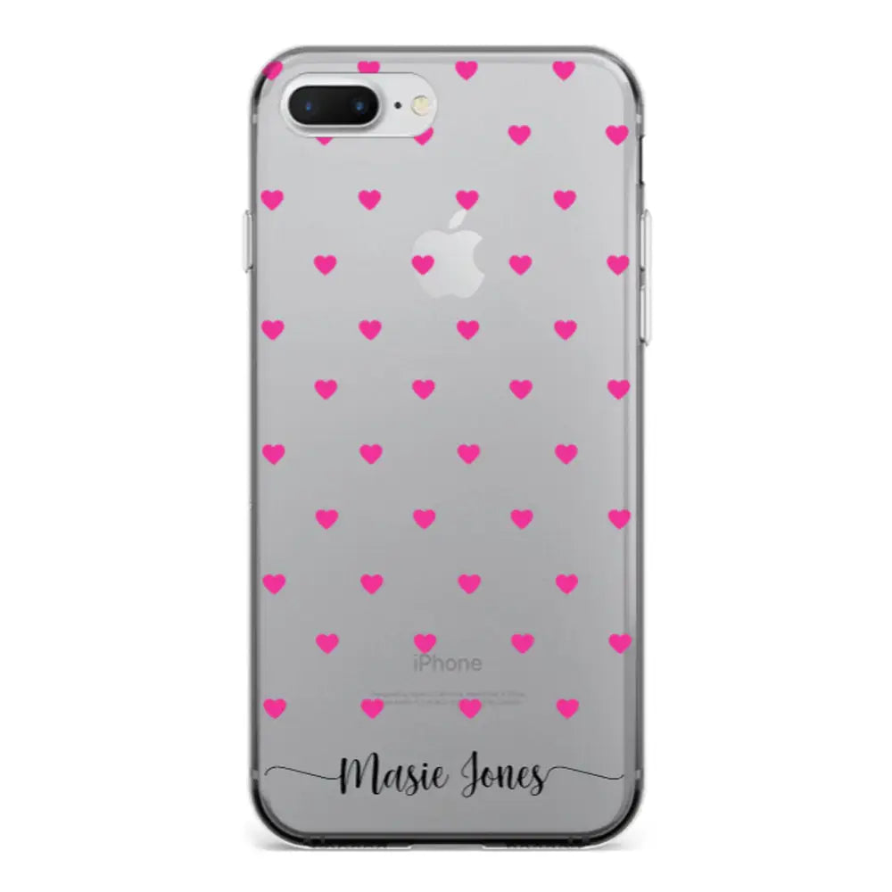 Apple iPhone 7 Plus / 8 Plus / Clear Classic Phone Case Heart Pattern Custom Text, My Name Phone Case - Stylizedd.com