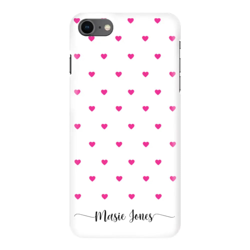 Apple iPhone 7/8/SE (2020) / Snap Classic Heart Pattern Custom Text, My Name Phone Case - Stylizedd.com