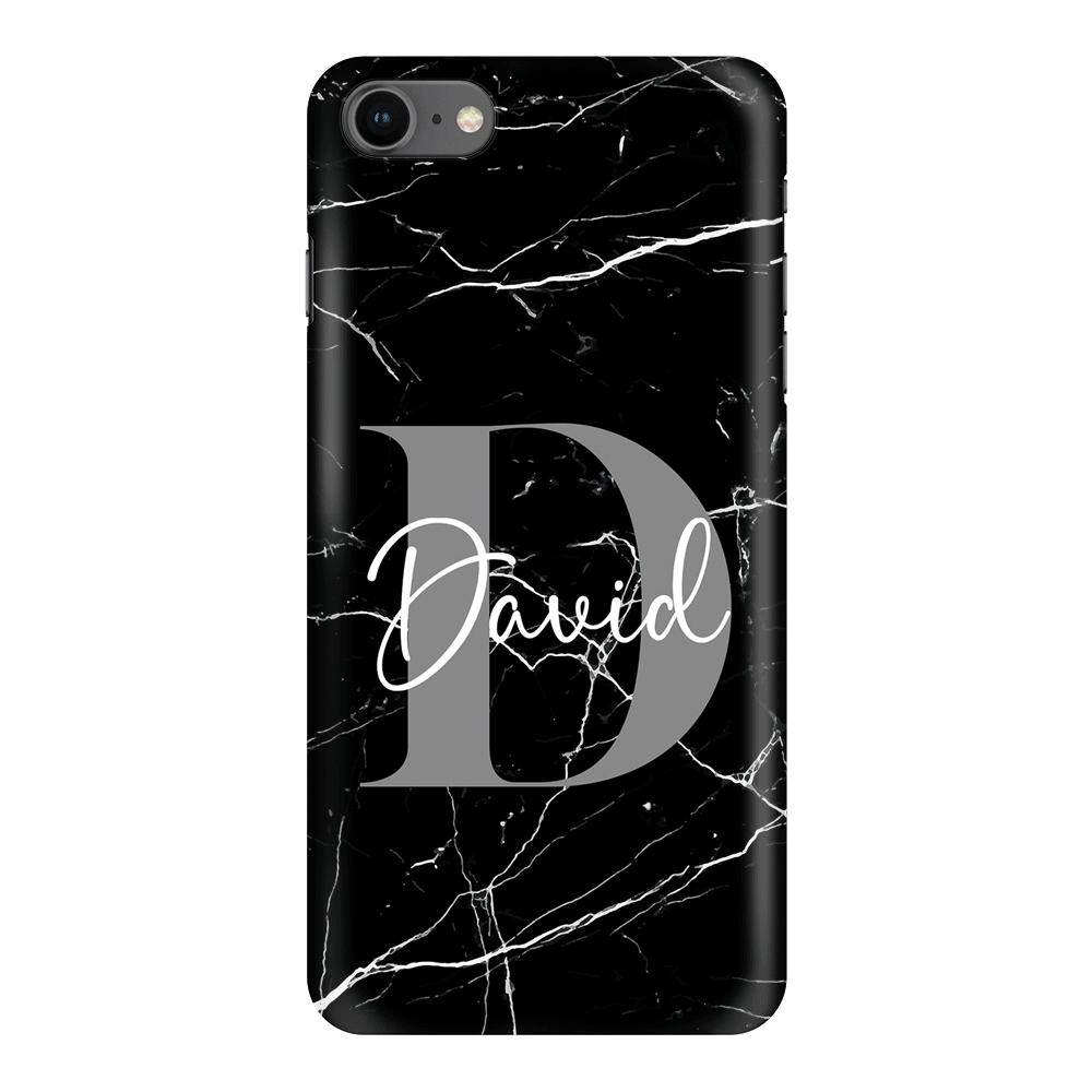 Apple iPhone 7/8/SE (2020) / Snap Classic Personalized Text Black & White Marble Texture, Phone Case - Stylizedd.com