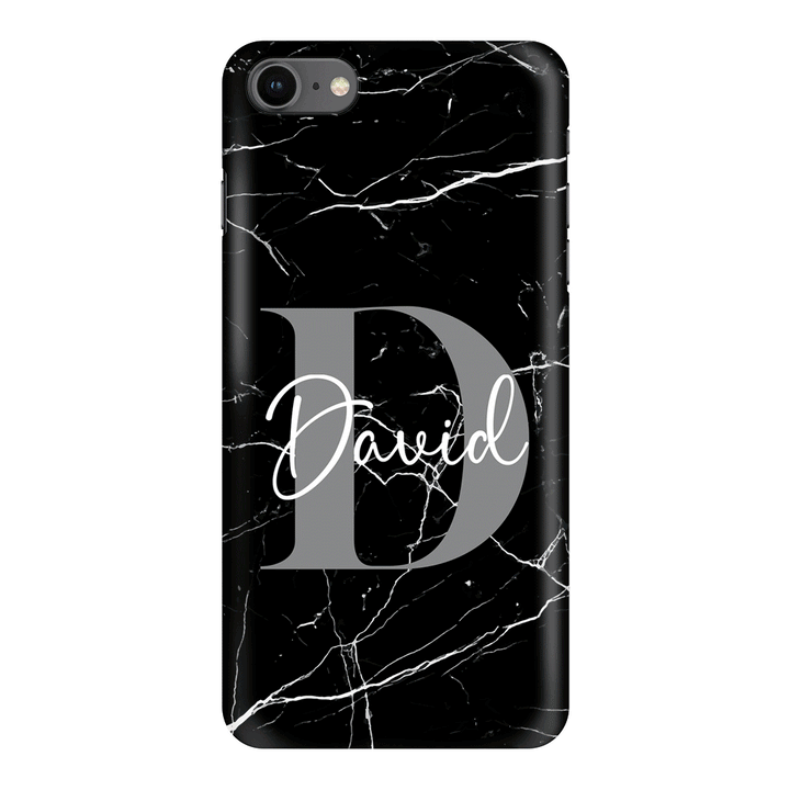 Apple iPhone 7/8/SE (2020) / Snap Classic Personalized Text Black & White Marble Texture, Phone Case - Stylizedd.com